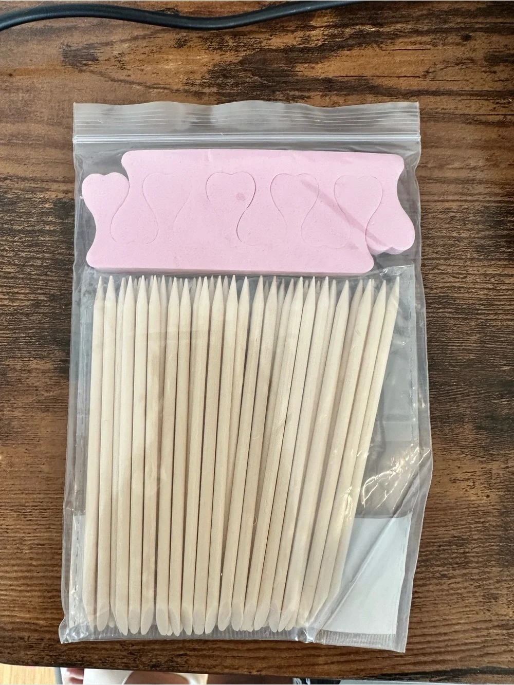 Pink Toe Separators with Wooden Cuticle Sticks - Pedicure Kit